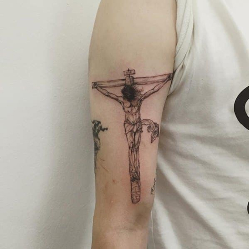 Hình xăm ở dạng Chúa Giêsu 57 ảnh phác thảo các hình xăm Việc Chúa Kitô  bị đóng đinh trên lưng và trên vai trên cánh tay và trên ngực ở các